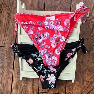 SALE! H&M Floral Bikini Bottoms - Red and Black